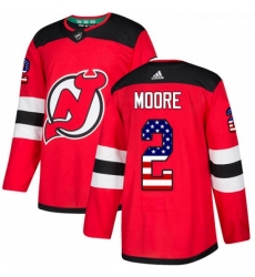 Youth Adidas New Jersey Devils 2 John Moore Authentic Red USA Flag Fashion NHL Jersey 