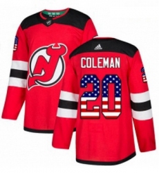 Youth Adidas New Jersey Devils 20 Blake Coleman Authentic Red USA Flag Fashion NHL Jersey 