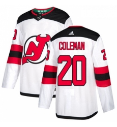 Youth Adidas New Jersey Devils 20 Blake Coleman Authentic White Away NHL Jersey 