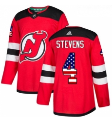Youth Adidas New Jersey Devils 4 Scott Stevens Authentic Red USA Flag Fashion NHL Jersey 