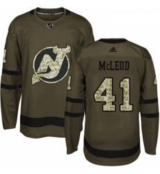 Youth Adidas New Jersey Devils 41 Michael McLeod Authentic Green Salute to Service NHL Jersey 