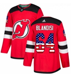 Youth Adidas New Jersey Devils 64 Joseph Blandisi Authentic Red USA Flag Fashion NHL Jersey 