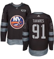 Islanders #91 John Tavares Black 1917 2017 100th Anniversary Stitched NHL Jersey