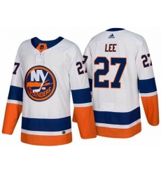 Men New York Islanders 27 Anders Lee Navy White Adidas 2020 21 Reverse Retro Alternate NHL Jersey
