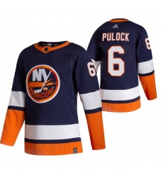 Men New York Islanders 6 Ryan Pulock Navy Blue Adidas 2020 21 Reverse Retro Alternate NHL Jersey