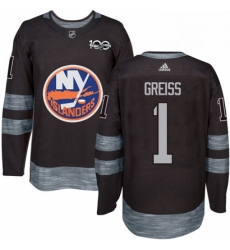 Mens Adidas New York Islanders 1 Thomas Greiss Premier Black 1917 2017 100th Anniversary NHL Jersey 