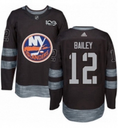 Mens Adidas New York Islanders 12 Josh Bailey Authentic Black 1917 2017 100th Anniversary NHL Jersey 