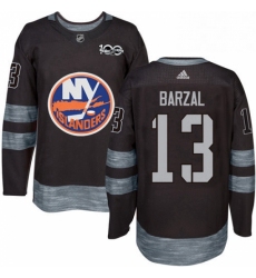 Mens Adidas New York Islanders 13 Mathew Barzal Premier Black 1917 2017 100th Anniversary NHL Jersey 