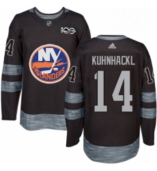 Mens Adidas New York Islanders 14 Tom Kuhnhackl Authentic Black 1917 2017 100th Anniversary NHL Jersey 