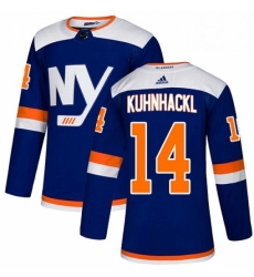Mens Adidas New York Islanders 14 Tom Kuhnhackl Premier Blue Alternate NHL Jersey 