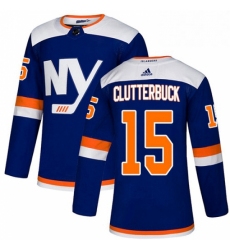 Mens Adidas New York Islanders 15 Cal Clutterbuck Premier Blue Alternate NHL Jersey 