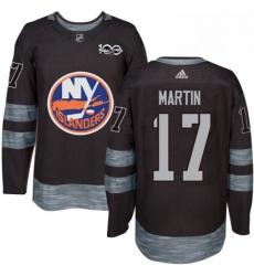 Mens Adidas New York Islanders 17 Matt Martin Authentic Black 1917 2017 100th Anniversary NHL Jersey 