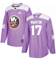 Mens Adidas New York Islanders 17 Matt Martin Authentic Purple Fights Cancer Practice NHL Jersey 