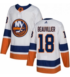 Mens Adidas New York Islanders 18 Anthony Beauvillier Authentic White Away NHL Jersey 