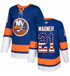 Mens Adidas New York Islanders 21 Chris Wagner Authentic Royal Blue USA Flag Fashion NHL Jersey 