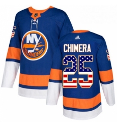 Mens Adidas New York Islanders 25 Jason Chimera Authentic Royal Blue USA Flag Fashion NHL Jersey 