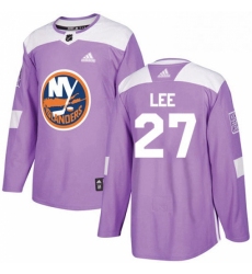Mens Adidas New York Islanders 27 Anders Lee Authentic Purple Fights Cancer Practice NHL Jersey 