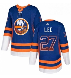 Mens Adidas New York Islanders 27 Anders Lee Authentic Royal Blue Drift Fashion NHL Jersey 