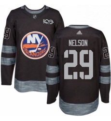 Mens Adidas New York Islanders 29 Brock Nelson Authentic Black 1917 2017 100th Anniversary NHL Jersey 