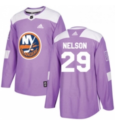 Mens Adidas New York Islanders 29 Brock Nelson Authentic Purple Fights Cancer Practice NHL Jersey 