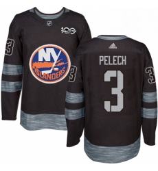 Mens Adidas New York Islanders 3 Adam Pelech Authentic Black 1917 2017 100th Anniversary NHL Jersey 
