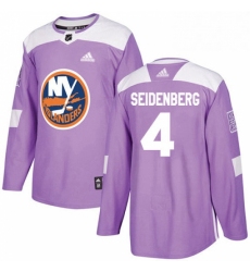 Mens Adidas New York Islanders 4 Dennis Seidenberg Authentic Purple Fights Cancer Practice NHL Jersey 