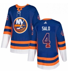Mens Adidas New York Islanders 4 Robin Salo Authentic Royal Blue Drift Fashion NHL Jersey 