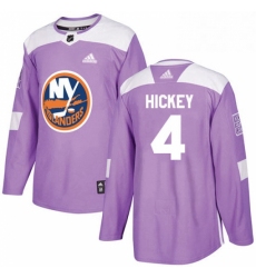 Mens Adidas New York Islanders 4 Thomas Hickey Authentic Purple Fights Cancer Practice NHL Jersey 