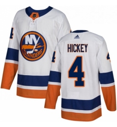 Mens Adidas New York Islanders 4 Thomas Hickey Authentic White Away NHL Jersey 