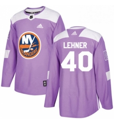 Mens Adidas New York Islanders 40 Robin Lehner Authentic Purple Fights Cancer Practice NHL Jersey 