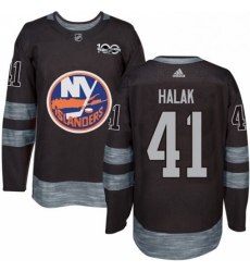 Mens Adidas New York Islanders 41 Jaroslav Halak Authentic Black 1917 2017 100th Anniversary NHL Jersey 