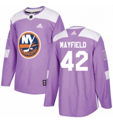 Mens Adidas New York Islanders 42 Scott Mayfield Authentic Purple Fights Cancer Practice NHL Jersey 