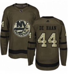 Mens Adidas New York Islanders 44 Calvin de Haan Authentic Green Salute to Service NHL Jersey 