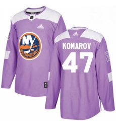 Mens Adidas New York Islanders 47 Leo Komarov Authentic Purple Fights Cancer Practice NHL Jersey 