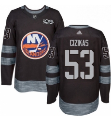 Mens Adidas New York Islanders 53 Casey Cizikas Authentic Black 1917 2017 100th Anniversary NHL Jersey 