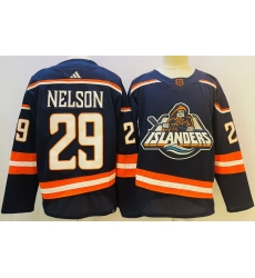 Men's New York Islanders #29 Brock Nelson 2022 Navy Reverse Retro 2.0 Stitched Jersey