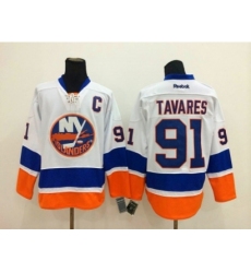 NHL New York Islanders #91 John Tavares white-blue jerseys