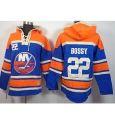 New York Islanders #22 Mike Bossy Blue Stitched NHL Sawyer Hooded Sweatshirt