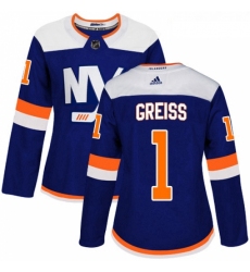 Womens Adidas New York Islanders 1 Thomas Greiss Premier Blue Alternate NHL Jersey 