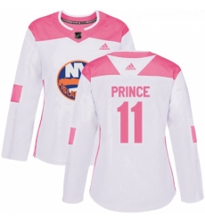 Womens Adidas New York Islanders 11 Shane Prince Authentic WhitePink Fashion NHL Jersey 