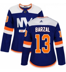 Womens Adidas New York Islanders 13 Mathew Barzal Premier Blue Alternate NHL Jersey 