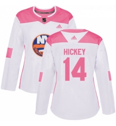 Womens Adidas New York Islanders 14 Thomas Hickey Authentic WhitePink Fashion NHL Jersey 