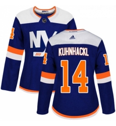 Womens Adidas New York Islanders 14 Tom Kuhnhackl Premier Blue Alternate NHL Jersey 