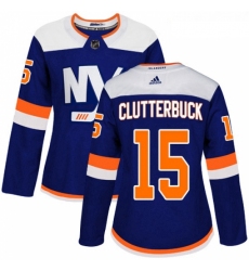 Womens Adidas New York Islanders 15 Cal Clutterbuck Premier Blue Alternate NHL Jersey 