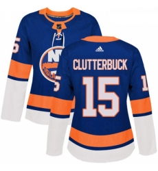 Womens Adidas New York Islanders 15 Cal Clutterbuck Premier Royal Blue Home NHL Jersey 