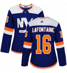 Womens Adidas New York Islanders 16 Pat LaFontaine Premier Blue Alternate NHL Jersey 