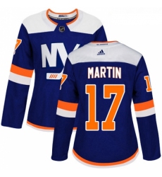 Womens Adidas New York Islanders 17 Matt Martin Premier Blue Alternate NHL Jersey 