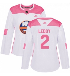 Womens Adidas New York Islanders 2 Nick Leddy Authentic WhitePink Fashion NHL Jersey 
