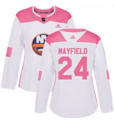 Womens Adidas New York Islanders 24 Scott Mayfield Authentic White Pink Fashion NHL Jersey 