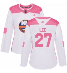 Womens Adidas New York Islanders 27 Anders Lee Authentic WhitePink Fashion NHL Jersey 
